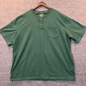 Duluth Traiding Co Henley Shirt Mens 3XL Green Relaxed Fit Longtail‎ T Work